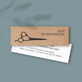 Coole Elegant Kraft Paper Black Scissor Haarstylis Mini Visitenkarte