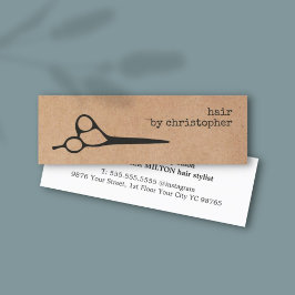 Coole Elegant Kraft Paper Black Scissor Haarstylis Mini Visitenkarte