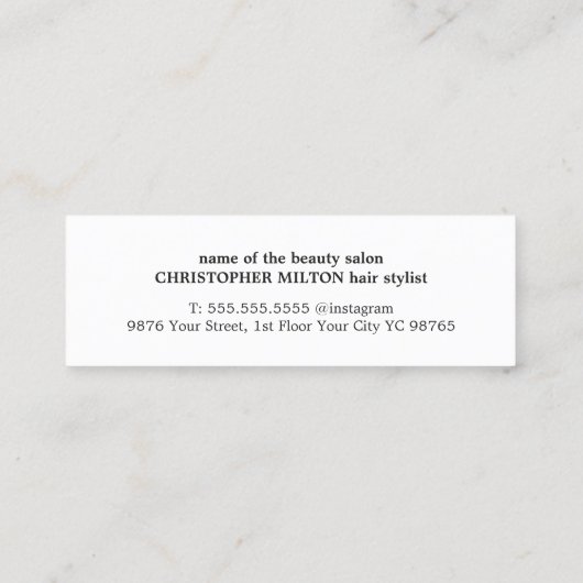 Coole Elegant Kraft Paper Black Scissor Haarstylis Mini Visitenkarte (Rückseite)