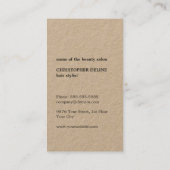 Coole Elegant Kraft Paper Black Scissor Haarstylis Visitenkarte (Rückseite)