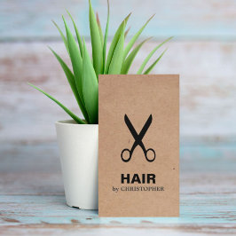 Coole Elegant Kraft Paper Black Scissor Haarstylis Visitenkarte