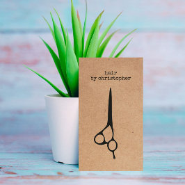 Coole Elegant Kraft Paper Black Scissor Haarstylis Visitenkarte