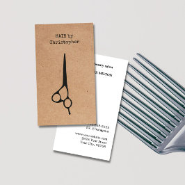 Coole Elegant Kraft Paper Black Scissor Haarstylis Visitenkarte