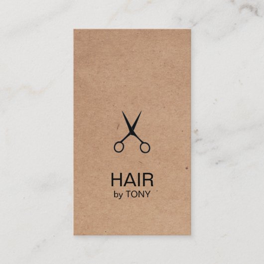 Coole Elegant Kraft Paper Black Scissor Haarstylis Visitenkarte (Vorderseite)