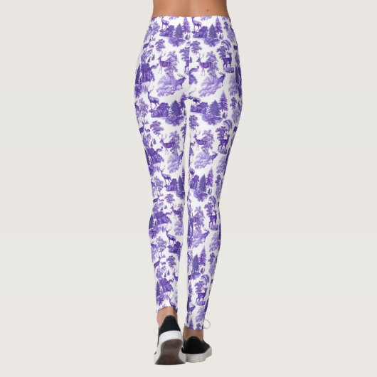 Coole Elegant Periwinkle Blue Deer French Toile Leggings (Rückseite)