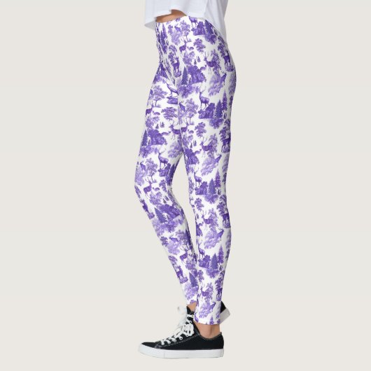 Coole Elegant Periwinkle Blue Deer French Toile Leggings (Links)