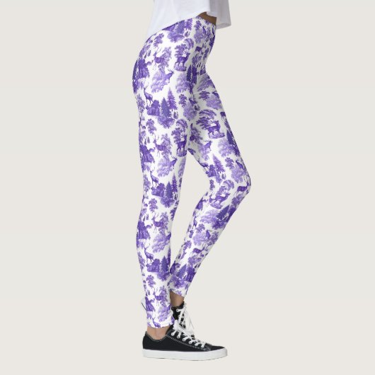 Coole Elegant Periwinkle Blue Deer French Toile Leggings (Rechts)