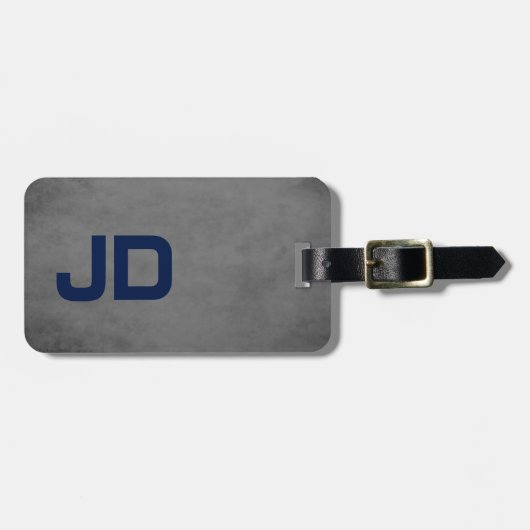 Coole Elegant Texture Gray Blue Monogram Gepäckanhänger (Vorderseite horizontal)