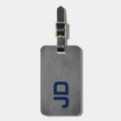 Coole Elegant Texture Gray Blue Monogram Gepäckanhänger (Vorderseite vertikal)