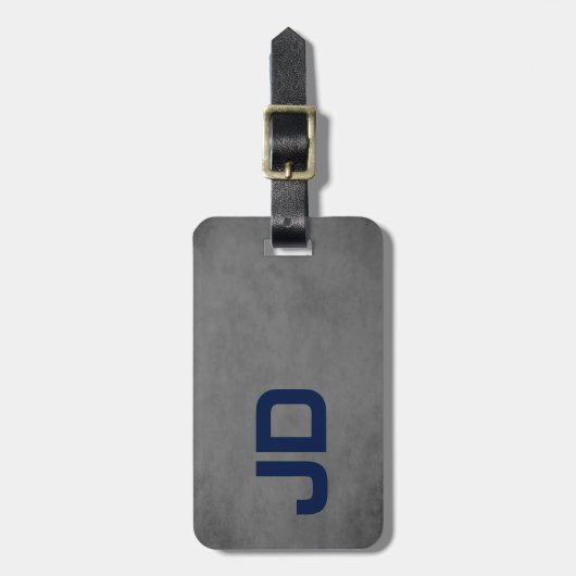 Coole Elegant Texture Gray Blue Monogram Gepäckanhänger (Vorderseite vertikal)