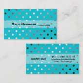 Coole, elegante Aqua-Blue-Polka-Punkte Visitenkarte (Vorne/Hinten)