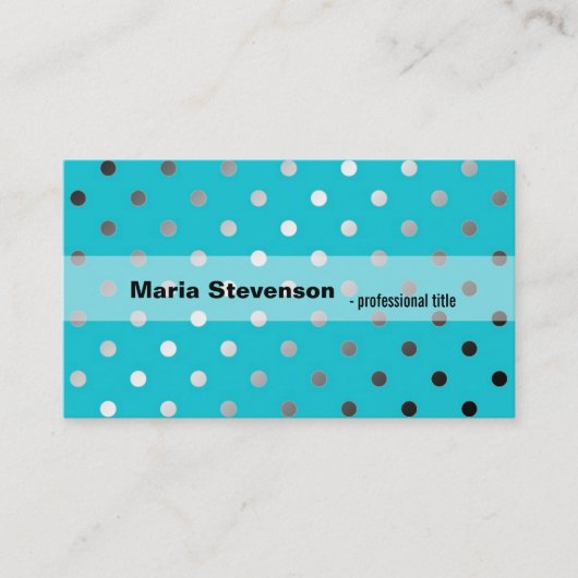 Coole, elegante Aqua-Blue-Polka-Punkte Visitenkarte (Vorderseite)
