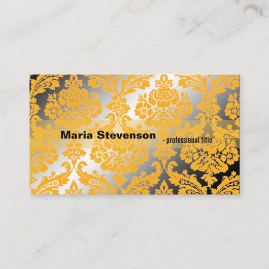 Coole, elegante, gelbe Damaskus-Visitenkarte Visitenkarte (Vorderseite)