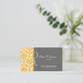 coole, elegante, gelbe Damastkarte Visitenkarte (Stehend Vorderseite)