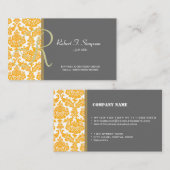 coole, elegante, gelbe Damastkarte Visitenkarte (Vorne/Hinten)