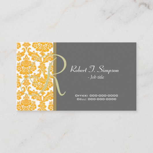 coole, elegante, gelbe Damastkarte Visitenkarte (Vorderseite)