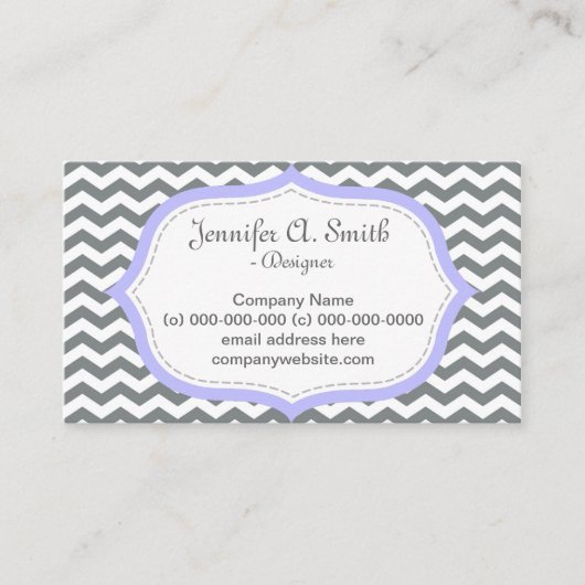 Coole, elegante, moderne, graue Zickzack Visitenka Visitenkarte (Vorderseite)