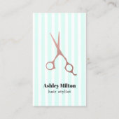 Coole Elegante Rose Gold Scheren Blaue Streifen Visitenkarte (Vorderseite)