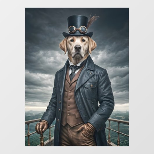 Coole Elegante Viktorianische Steampunk Labrador H Fensteraufkleber (Blatt)