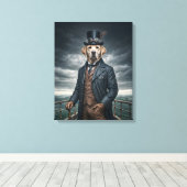 Coole Elegante Viktorianische Steampunk Labrador H Leinwanddruck (Insitu (Holzboden))