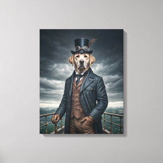 Coole Elegante Viktorianische Steampunk Labrador H Leinwanddruck (Vorderseite)