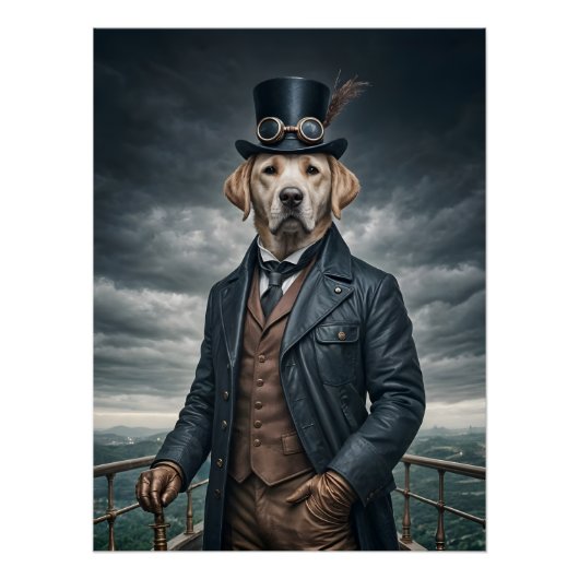 Coole Elegante Viktorianische Steampunk Labrador H Poster (Vorderseite)