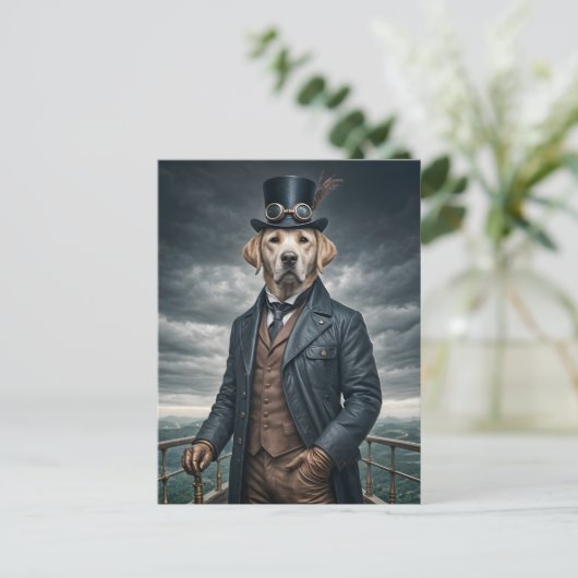 Coole Elegante Viktorianische Steampunk Labrador H Postkarte (Stehend Vorderseite)