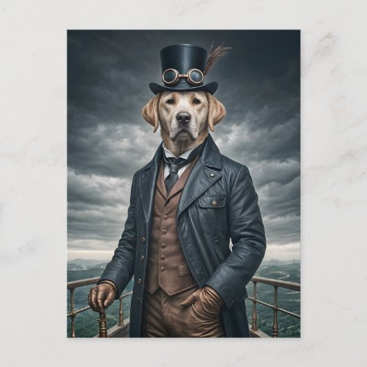Coole Elegante Viktorianische Steampunk Labrador H Postkarte (Vorderseite)