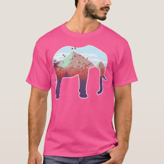 Coole Elephant Double Exposure Style Camping Natur T-Shirt