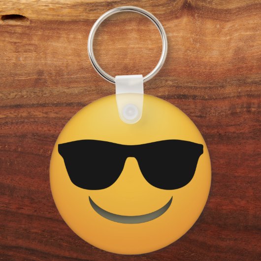 Coole Emoji Schlüsselkette mit Sonnenbrille. Schlüsselanhänger (Vorderseite)
