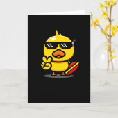 Coole Ente mit Surfboard Sommersurfing Urlaub Karte (Gelbe Blume)