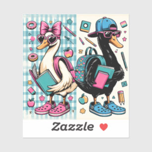 Coole Enten zurück in die Schule Aufkleber