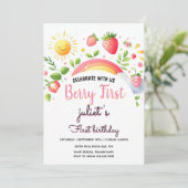 Coole Erdbeere 1. Party Erster Geburtstag Einladung (Stehend Vorderseite)