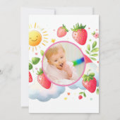 Coole Erdbeere 1. Party Erster Geburtstag Einladung (Rückseite)