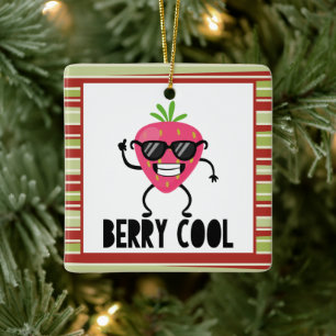 Coole Erdbeere mit Brille - Berry Cool Keramikornament