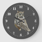 coole Eule Große Wanduhr (Vorderseite)