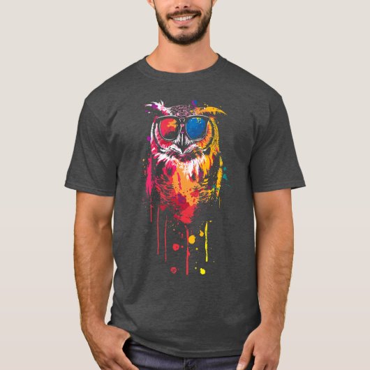 Coole Eule mit Brille T-Shirt (Vorderseite)