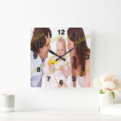 Coole Fab Foto Collage Quadratische Wanduhr (Zuhause)