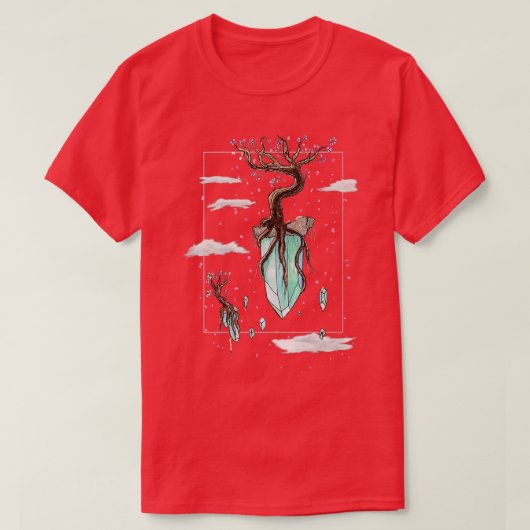 Coole Fantasy Floating Kristallwelten Sakura Tree T-Shirt (Design vorne)