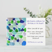 Coole Farben Sea Glass Beach Party Einladung (Stehend Vorderseite)