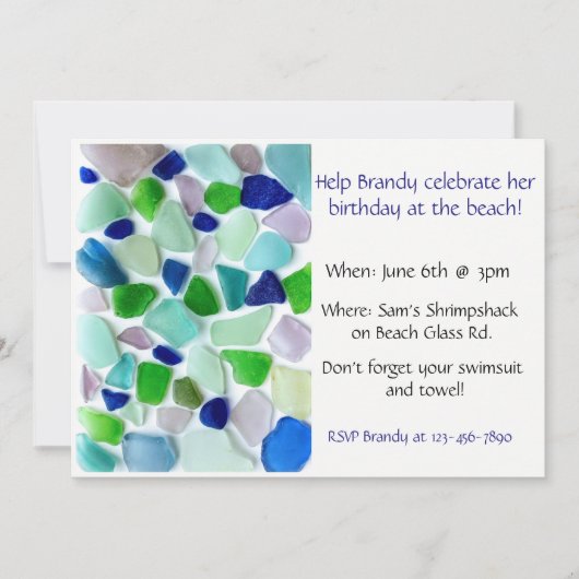 Coole Farben Sea Glass Beach Party Einladung (Vorderseite)