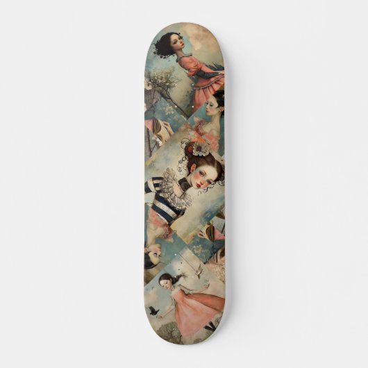 Coole Farbenfrohe Decoupage Inspiriert Girls Skate Skateboard (Vorne)