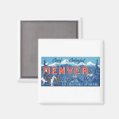 Coole Farbenfrohe Denver Travel Poster Magnet (Vorderseite/Rückseite)