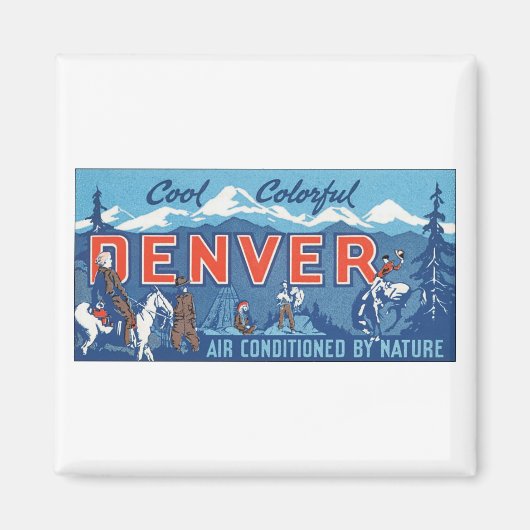 Coole Farbenfrohe Denver Travel Poster Magnet (Vorne)