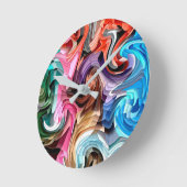 Coole, farbenfrohe Flüssigkeitspatchwork Abstrakt Runde Wanduhr (Winkel)