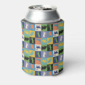 Coole, farbenfrohe Katzen auf Quiltplätzen Dosenkühler (Kanne Rückseite)