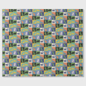 Coole, farbenfrohe Katzen auf Quiltplätzen Geschenkpapier (Flach)