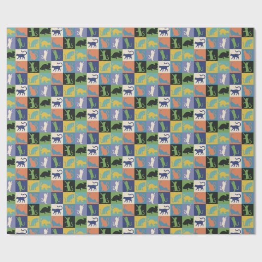 Coole, farbenfrohe Katzen auf Quiltplätzen Geschenkpapier (Flach)