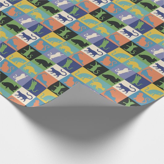 Coole, farbenfrohe Katzen auf Quiltplätzen Geschenkpapier (Ecke)