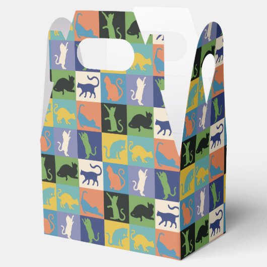 Coole, farbenfrohe Katzen auf Quiltplätzen Geschenkschachtel (Geöffnet)